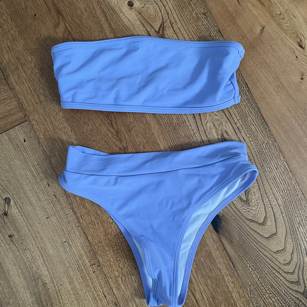 **FREE ADD-ON** Light purple bandeau high waisted bikini
